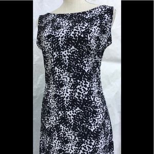 Norma Kamali summer dress in black and white.